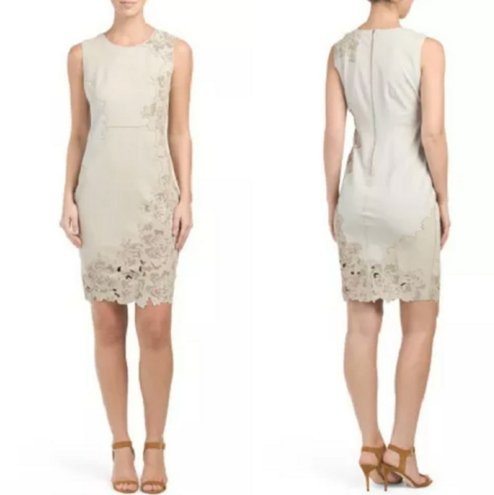 Elie Tahari Avital Floral Appliqué Sheath Dress
